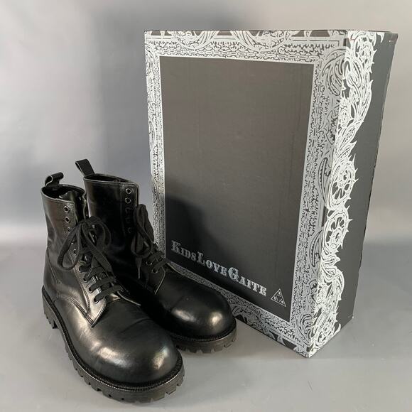 COMME des GARCONS HOMME PLUS Size 10 Black Leather Pull On Military Boots main image 4